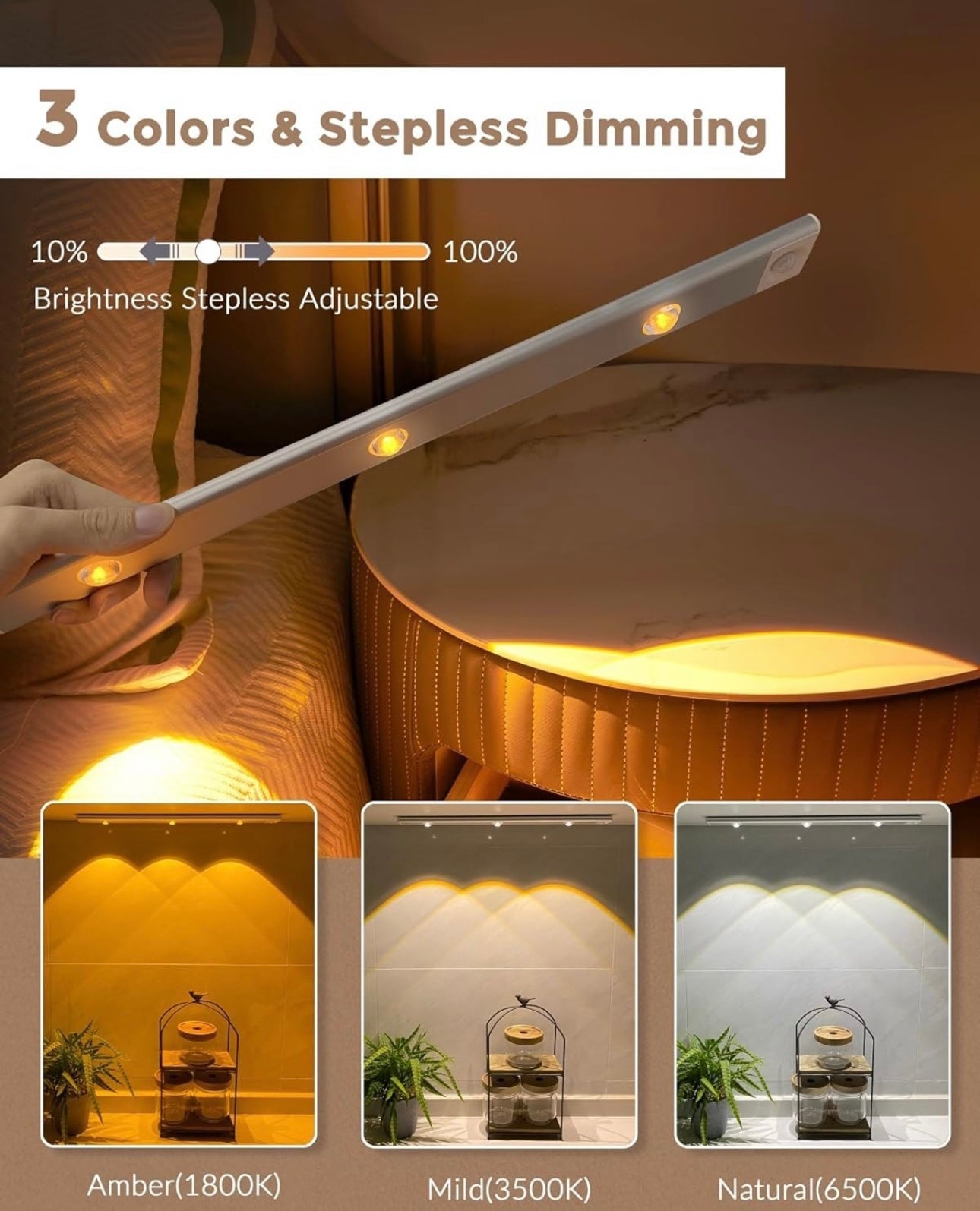 Smart Motion Sensor LED Light – 3 Light Modes, USB Rechargeable