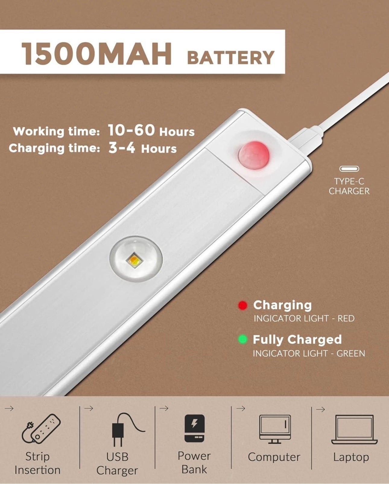 Smart Motion Sensor LED Light – 3 Light Modes, USB Rechargeable