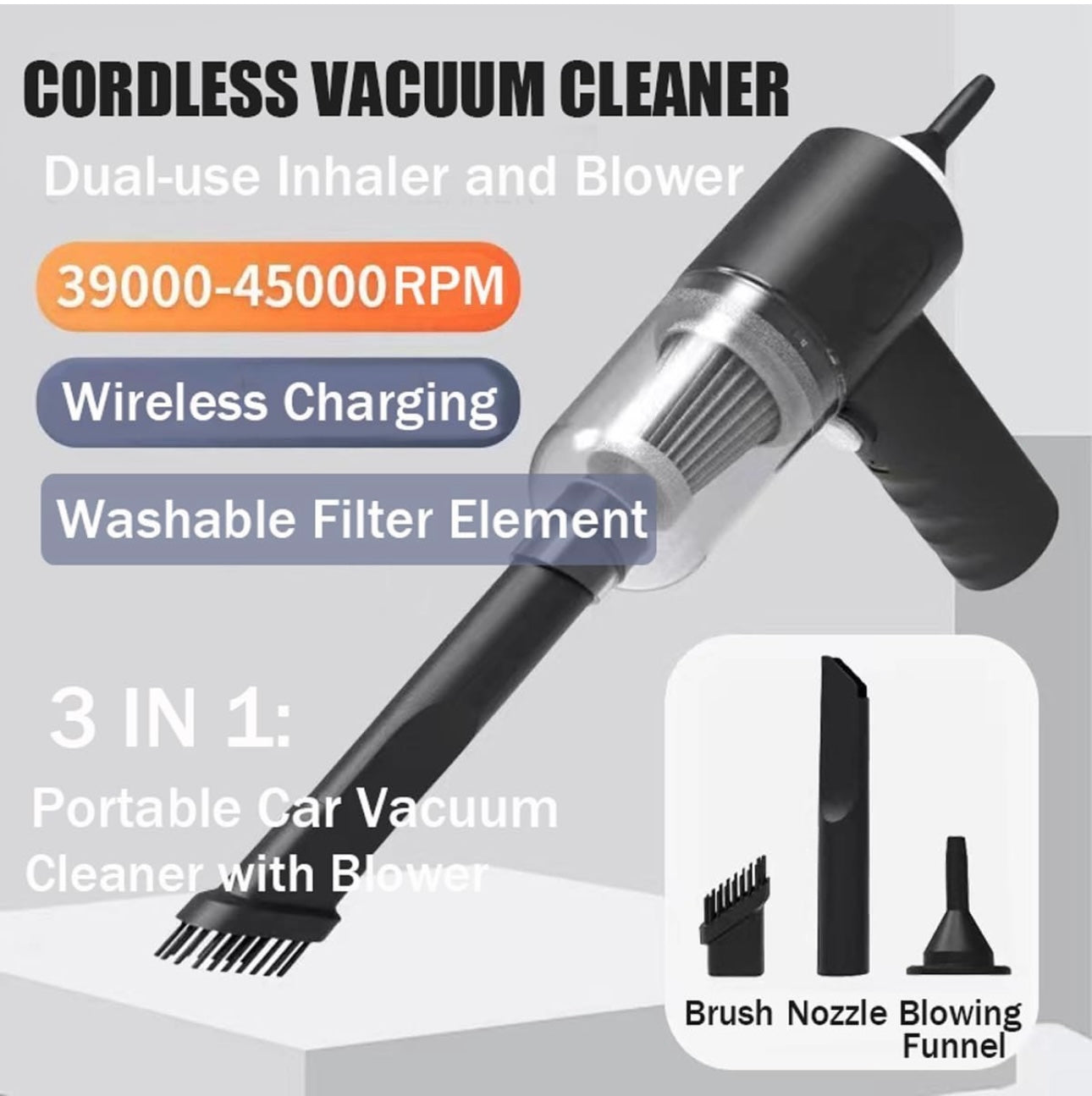 Compact All-in-One Vacuum – Deep Clean Your Car, Sofa & More
