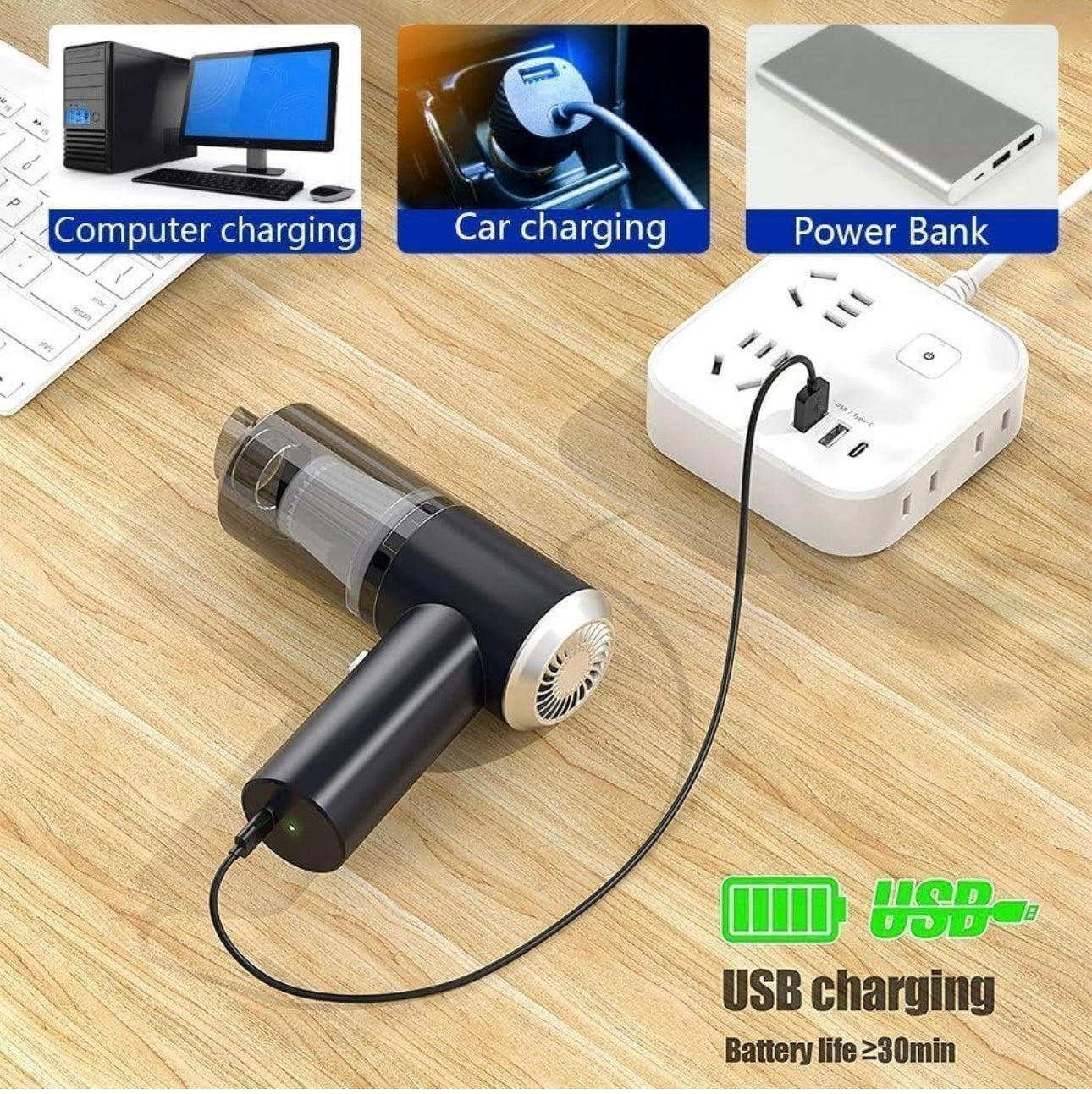 Compact All-in-One Vacuum – Deep Clean Your Car, Sofa & More