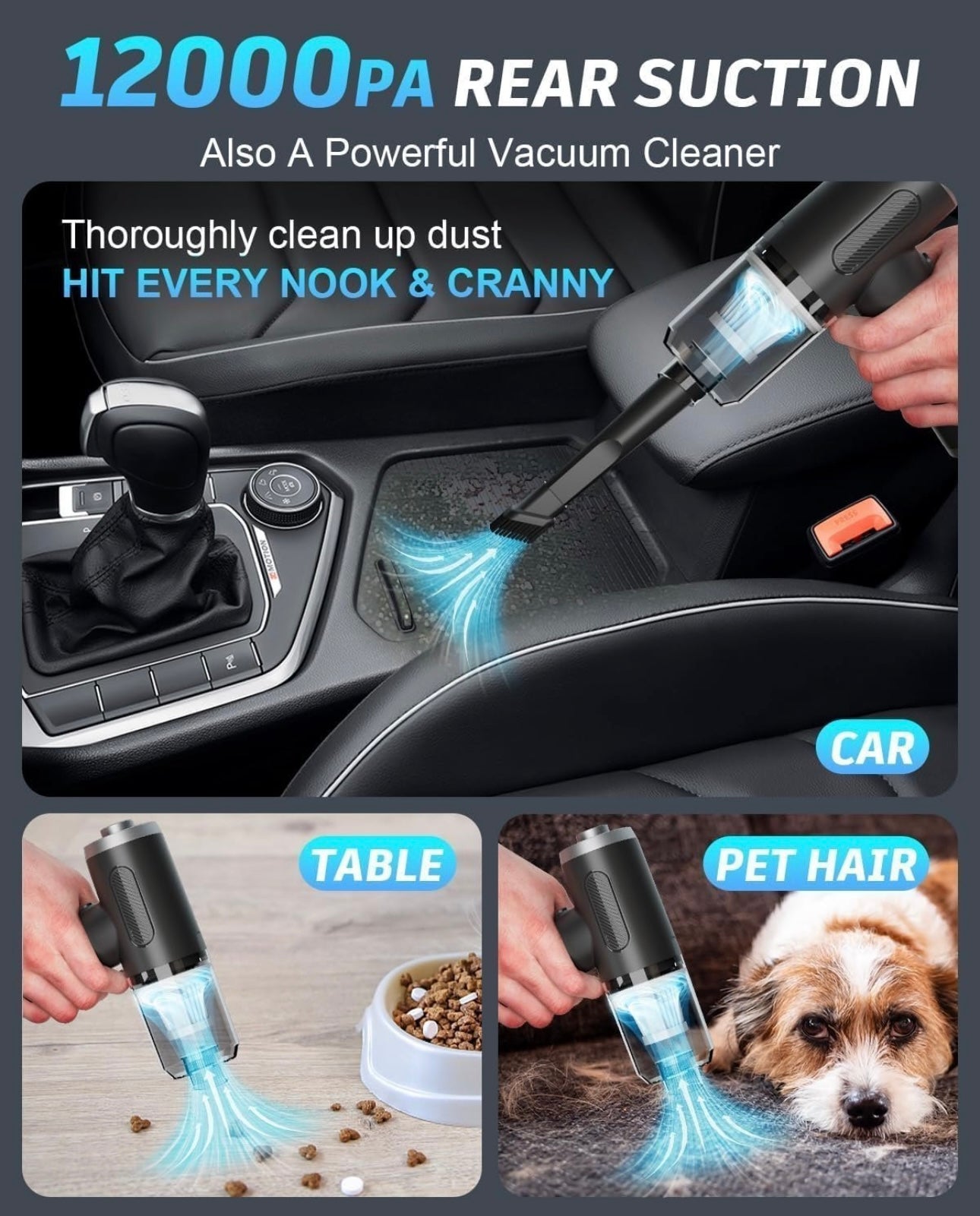 Compact All-in-One Vacuum – Deep Clean Your Car, Sofa & More