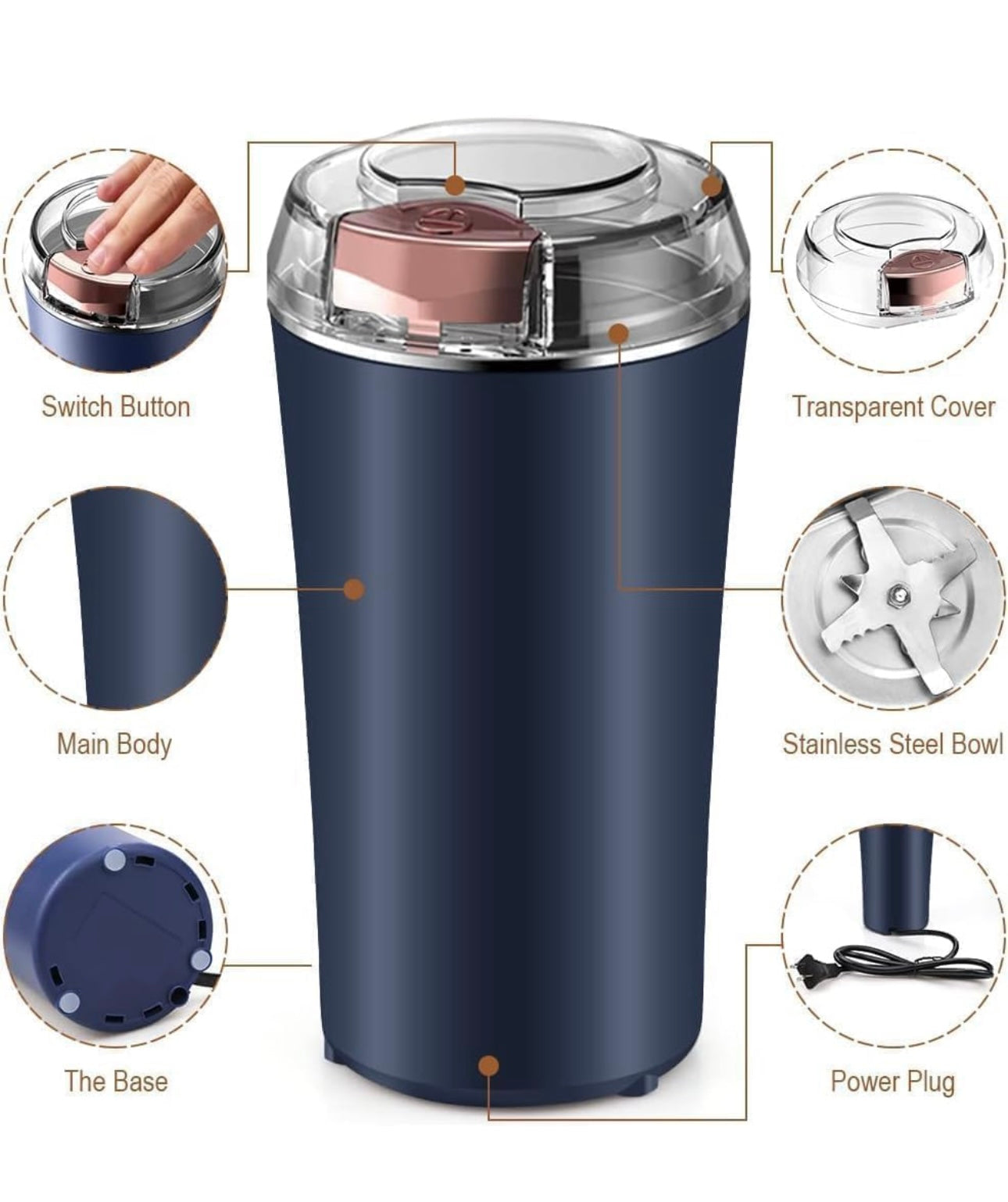 Electric Masala & Coffee Grinder – Portable, Durable, Easy to Use