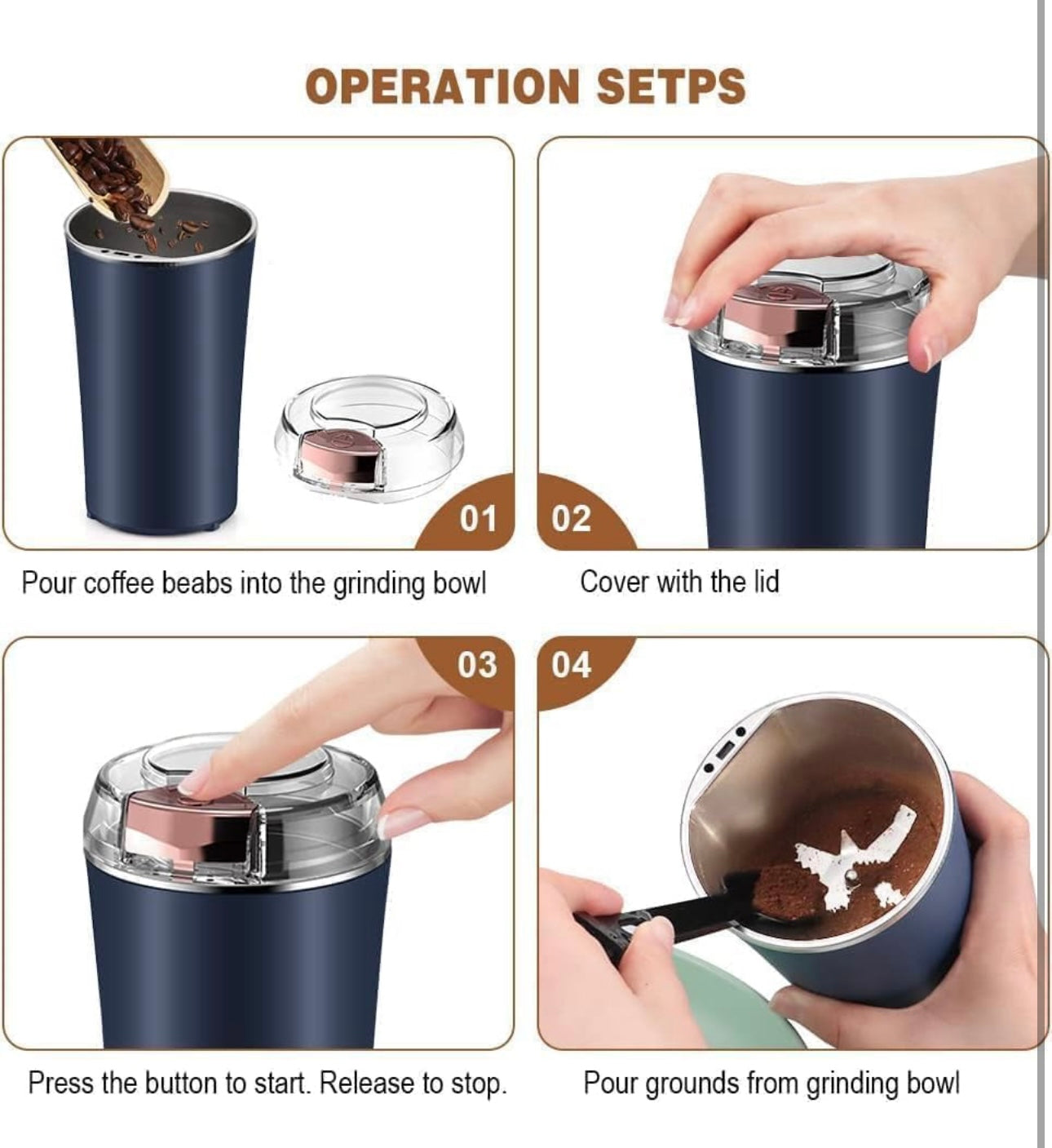 Electric Masala & Coffee Grinder – Portable, Durable, Easy to Use