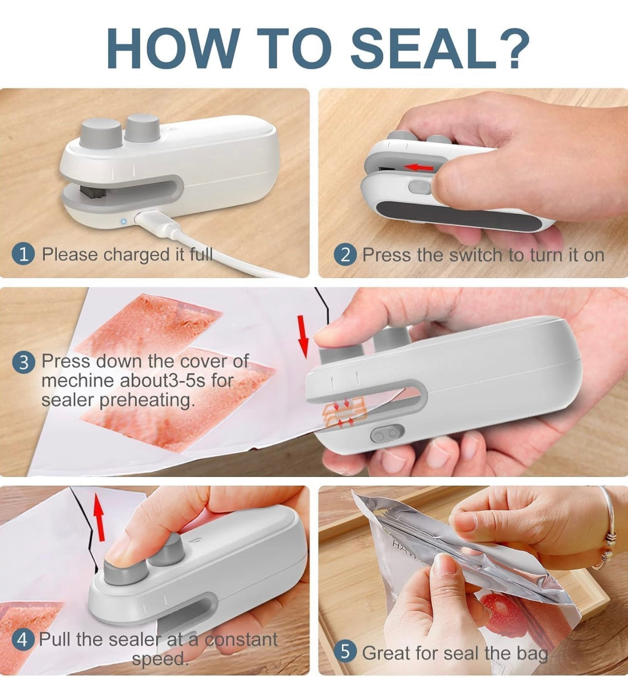 Portable Mini Sealing Machine – Handheld Sealer for Snacks & Food Bags