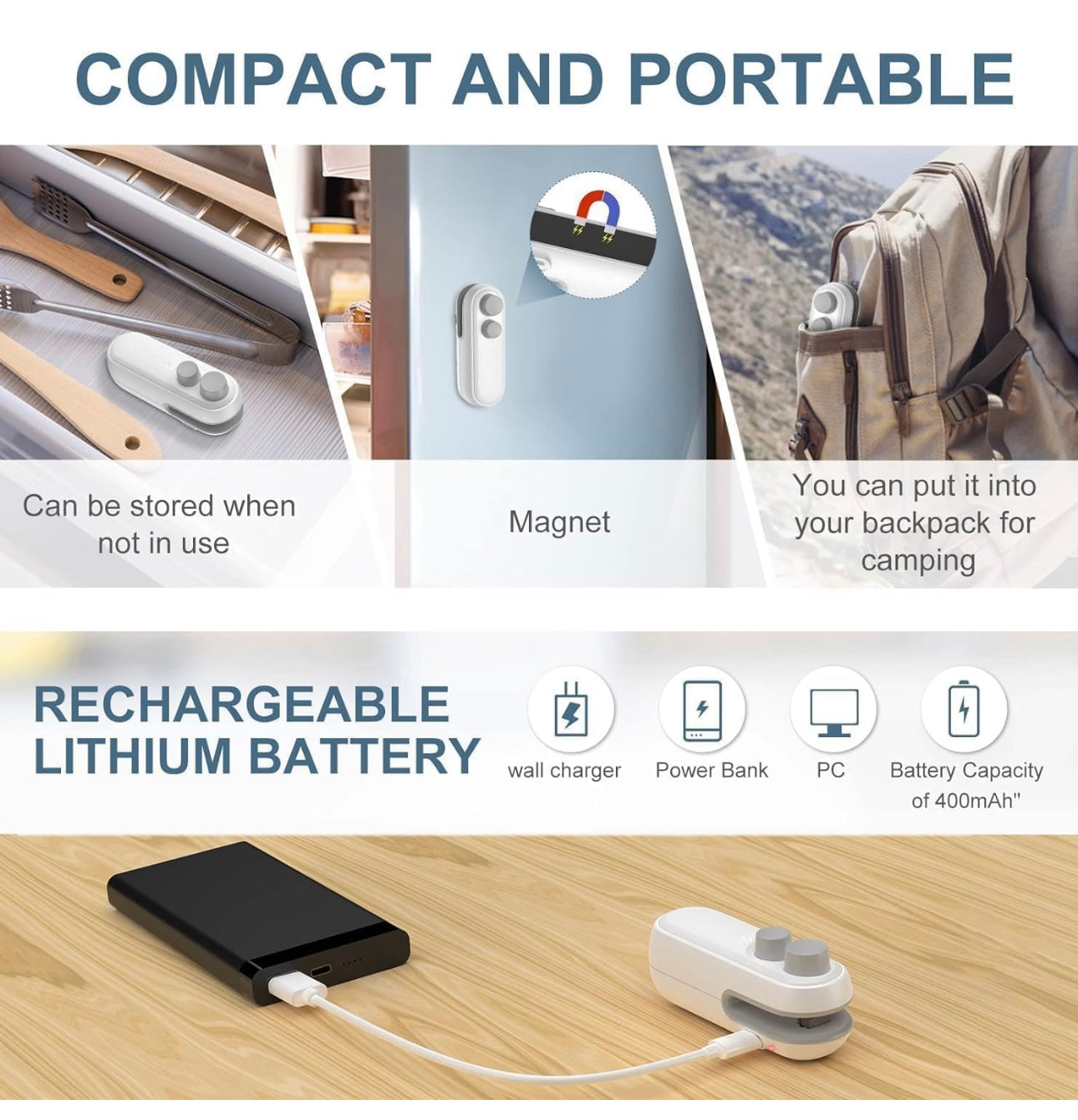 Portable Mini Sealing Machine – Handheld Sealer for Snacks & Food Bags
