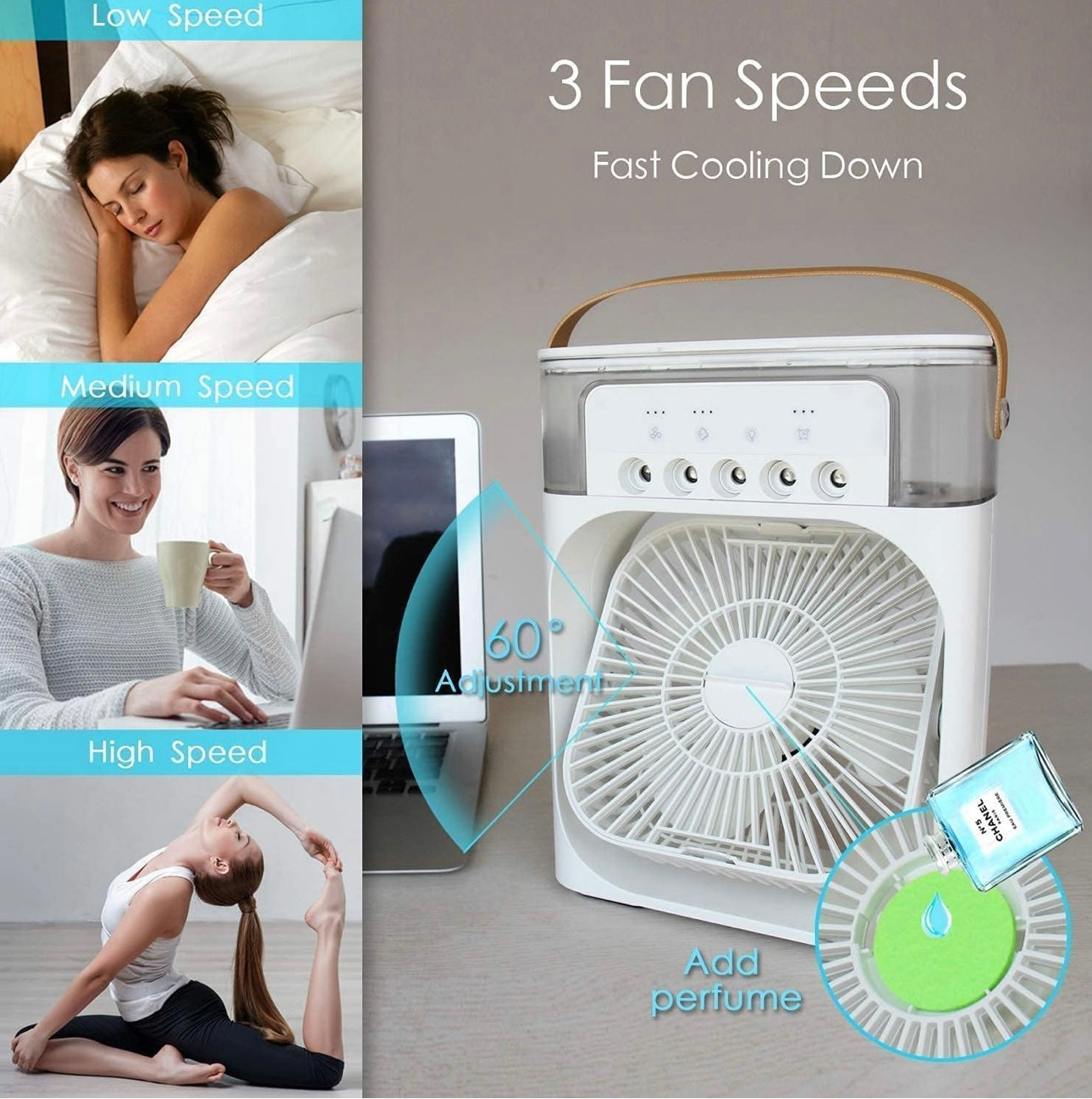 Portable Mini Air Cooler – Rechargeable USB AC Fan for Home & Office