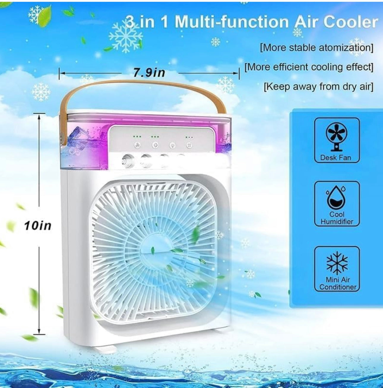 Portable Mini Air Cooler – Rechargeable USB AC Fan for Home & Office