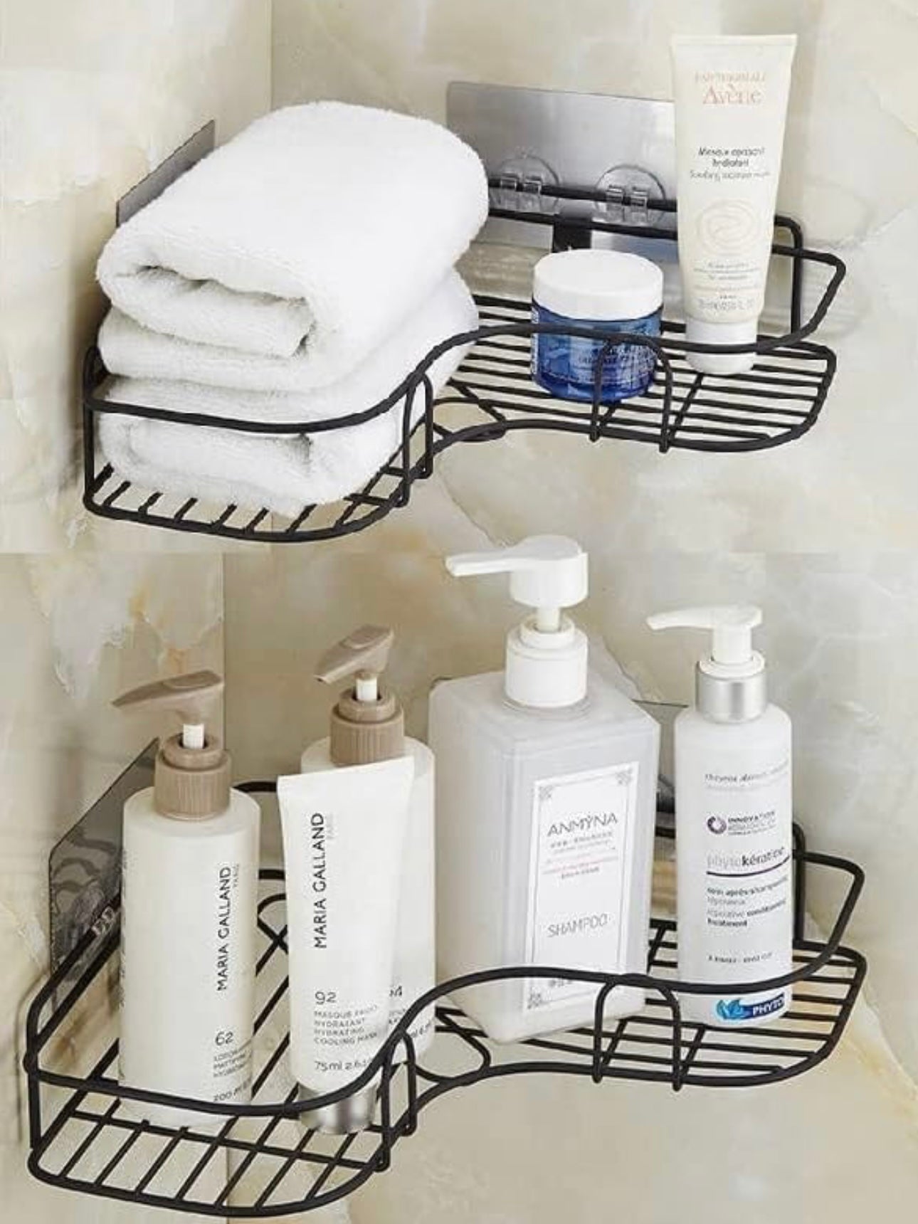 Pack of 2 No-Drill Self-Adhesive Corner Wall Shelves – Bathroom & Kitchen