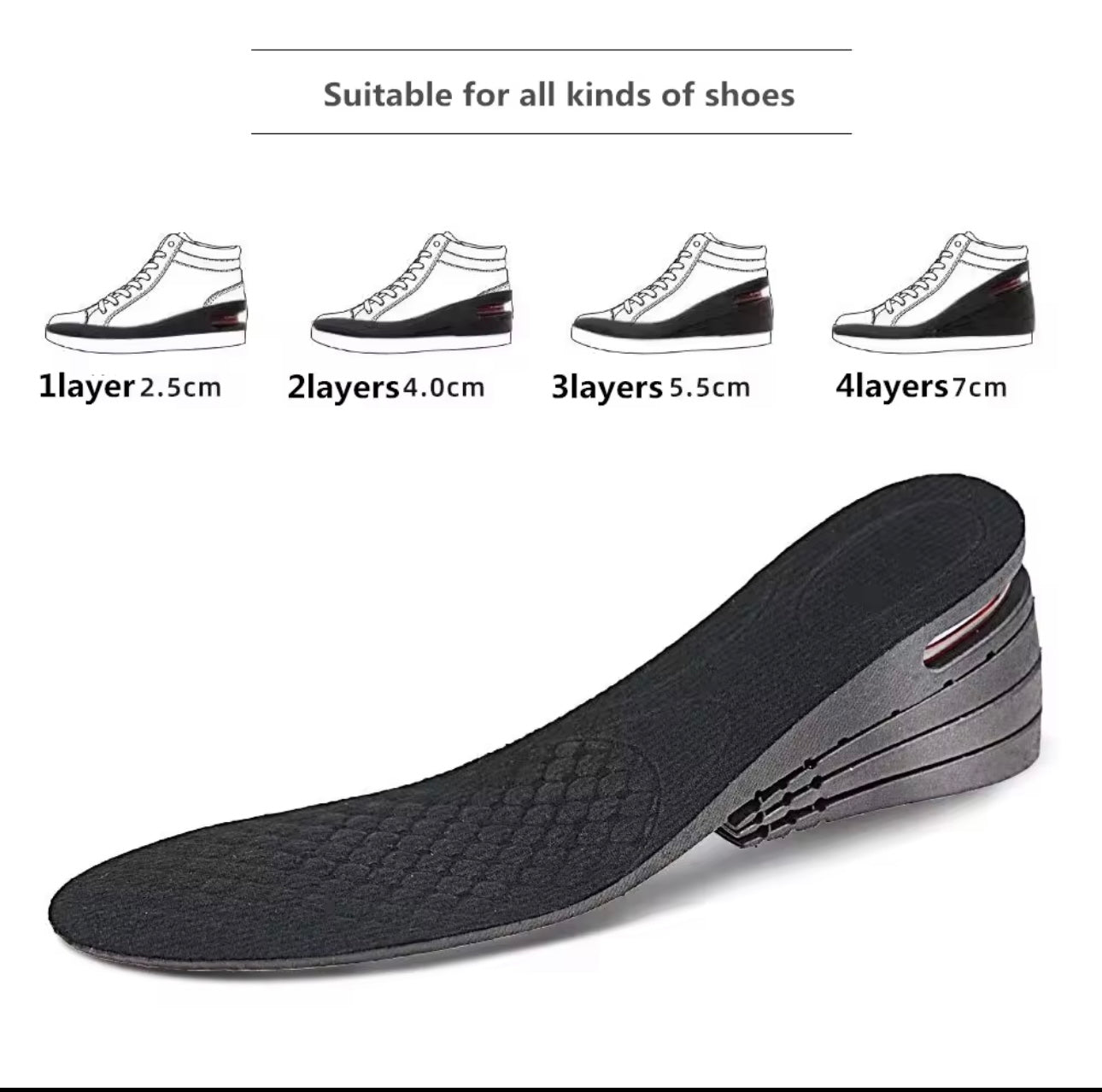 Adjustable Height Insoles for Men & Women – 7cm Boost | Orthopedic Heel Support for Posture, Back & Knee Relief