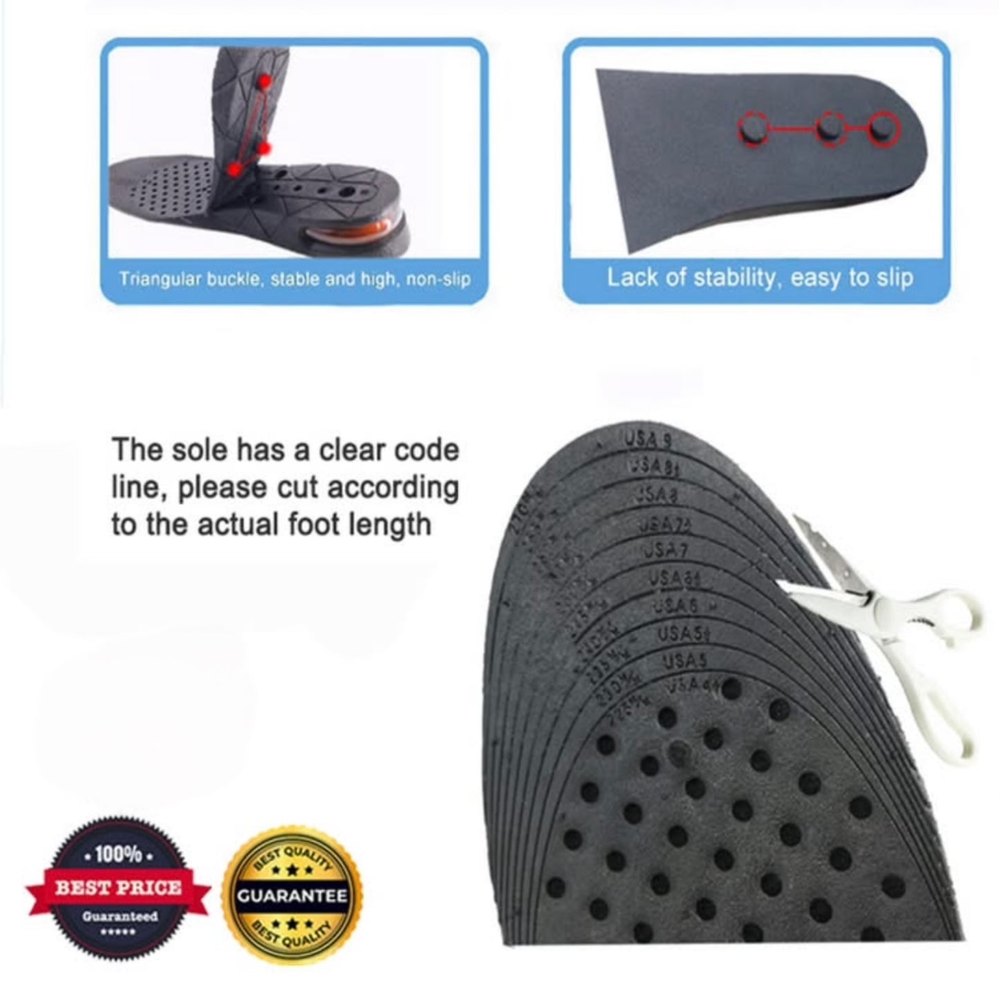 Adjustable Height Insoles for Men & Women – 7cm Boost | Orthopedic Heel Support for Posture, Back & Knee Relief