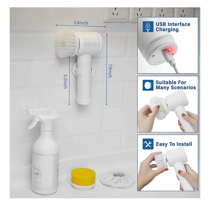 5-in-1 Electric Cleaning Brush | Rechargeable Power Scrubber with 5 Brush Heads, Dual Speeds & Extendable Handle for Home, Bathroom & Kitchen