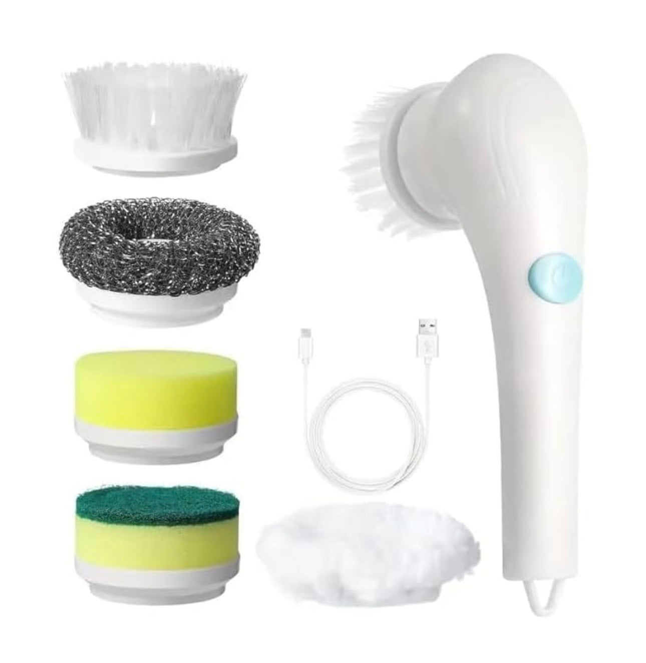 5-in-1 Electric Cleaning Brush | Rechargeable Power Scrubber with 5 Brush Heads, Dual Speeds & Extendable Handle for Home, Bathroom & Kitchen