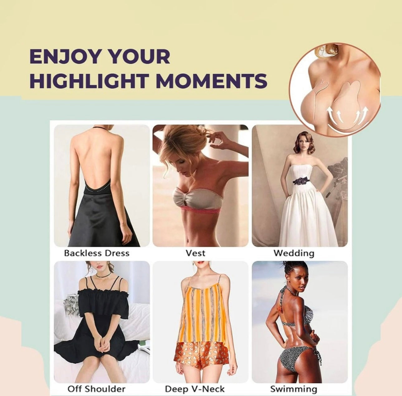 Nude Reusable Breast Lift Cups – Comfortable, Invisible Lift for C–D Sizes