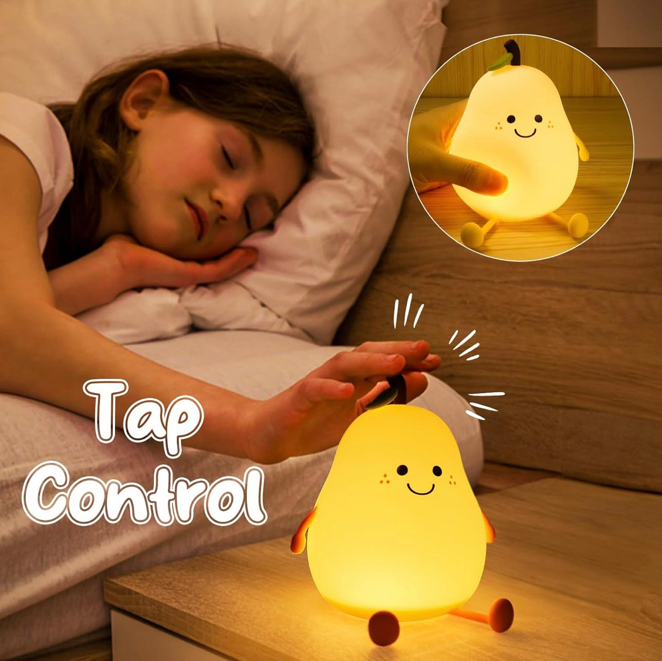 Adorable Pear Squishy Night Lamp – Soft Silicone, 7 Colors, Perfect Gift for Kids