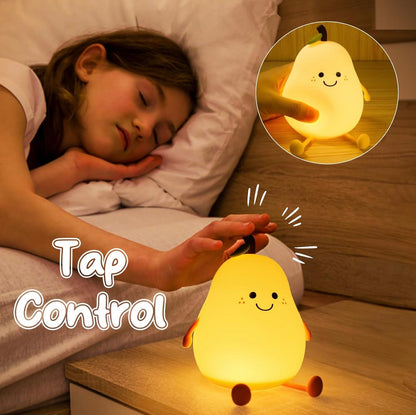 Adorable Pear Squishy Night Lamp – Soft Silicone, 7 Colors, Perfect Gift for Kids