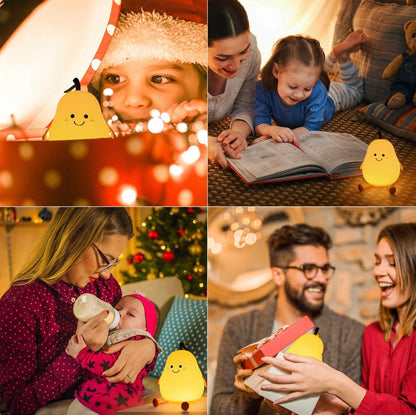 Adorable Pear Squishy Night Lamp – Soft Silicone, 7 Colors, Perfect Gift for Kids