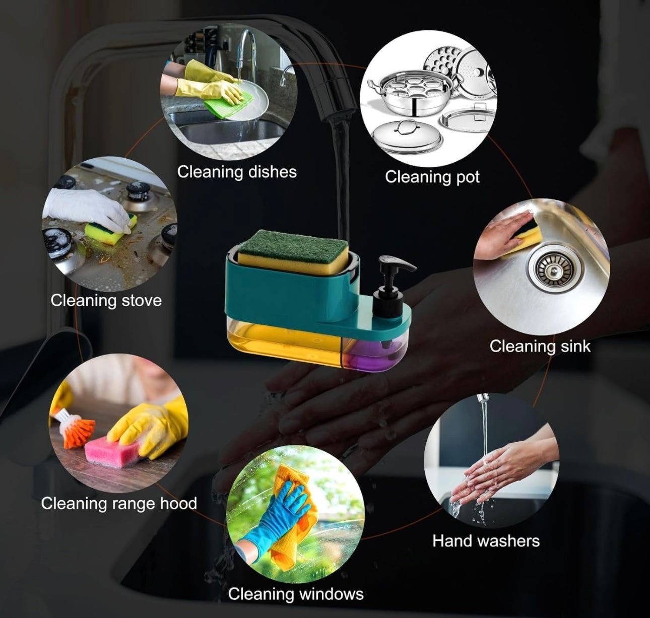 All-in-One Soap Dispenser for Sink – Pump, Store & Clean in One Step