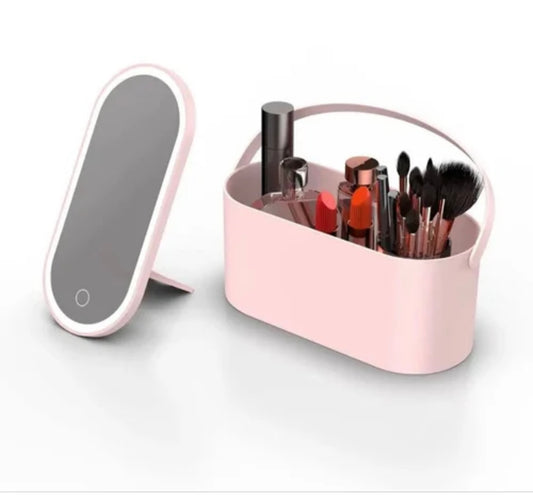 Smart Cosmetic Box with LED Light & Mirror – For Travel, Bedroom & Business Use