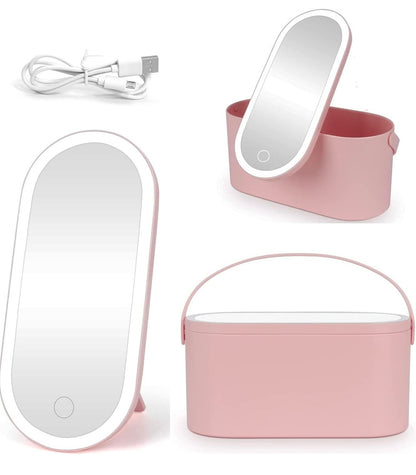 Smart Cosmetic Box with LED Light & Mirror – For Travel, Bedroom & Business Use