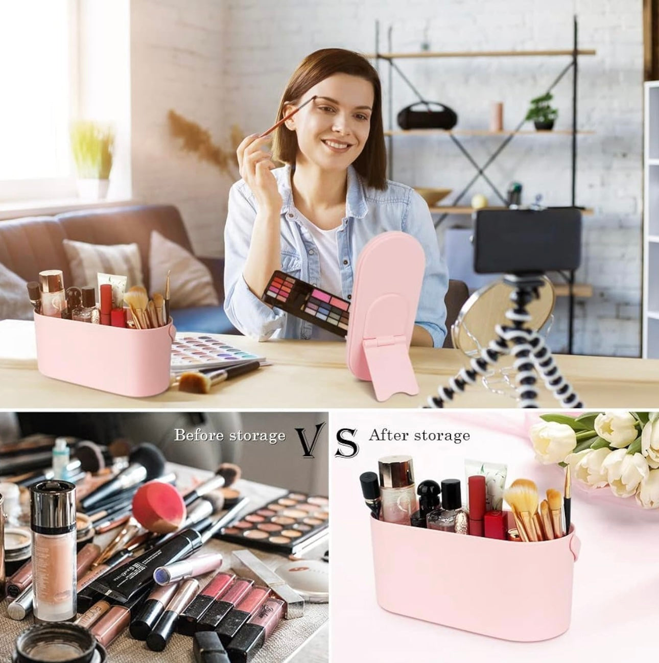 Smart Cosmetic Box with LED Light & Mirror – For Travel, Bedroom & Business Use