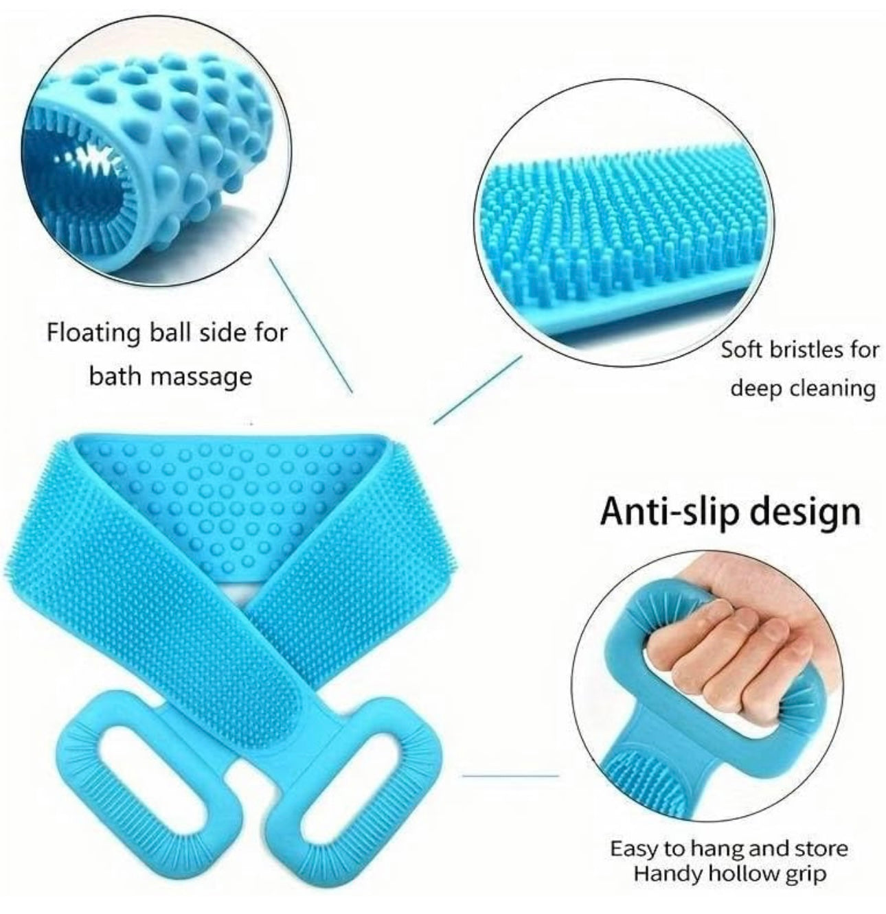 Gentle Silicone Body Scrubber Belt for a Spa Like Clean